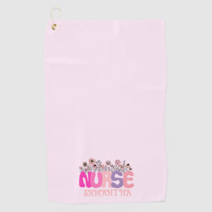 Serviette De Golf Élégante typographie "infirmière" avec florale vib