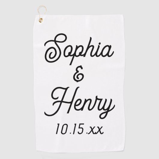 Serviette De Golf Élégante Typographie Moderne Script Mariage Faveur (Devant)