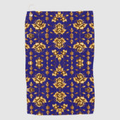 Serviette De Golf Élégants roses dorés sur bleu royal (Devant)