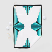 Serviette De Golf Éléments Art déco en turquoise vert Golf Towel (En situation)