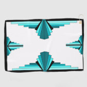 Serviette De Golf Éléments Art déco en turquoise vert Golf Towel (Horizontal)