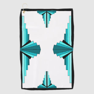Serviette De Golf Éléments Art déco en turquoise vert Golf Towel