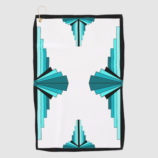 Serviette De Golf Éléments Art déco en turquoise vert Golf Towel (Devant)