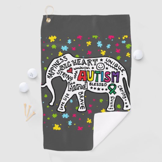 Serviette De Golf Elephant Sensibilisation sur l'autisme Golf (En situation)