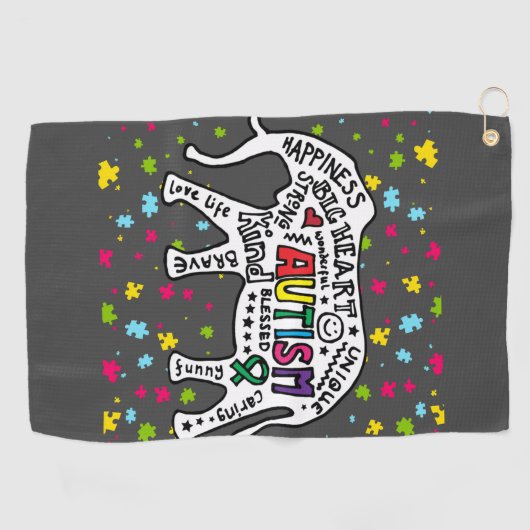 Serviette De Golf Elephant Sensibilisation sur l'autisme Golf (Horizontal)