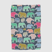Serviette De Golf Eléphants Colorés, Motif Des Eléphants, Zigzag (Devant)