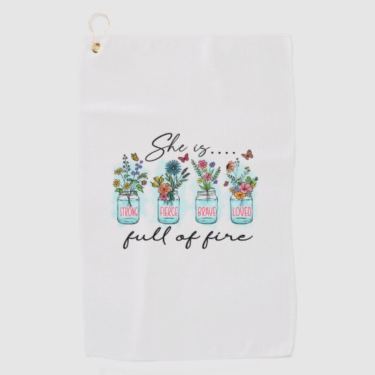 Serviette De Golf Elle est pleine de feu - Autonomisation florale dy (Devant)