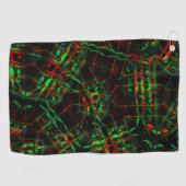 Serviette De Golf Elliptique détruit, lignes haut flashvert à rouge (Horizontal)