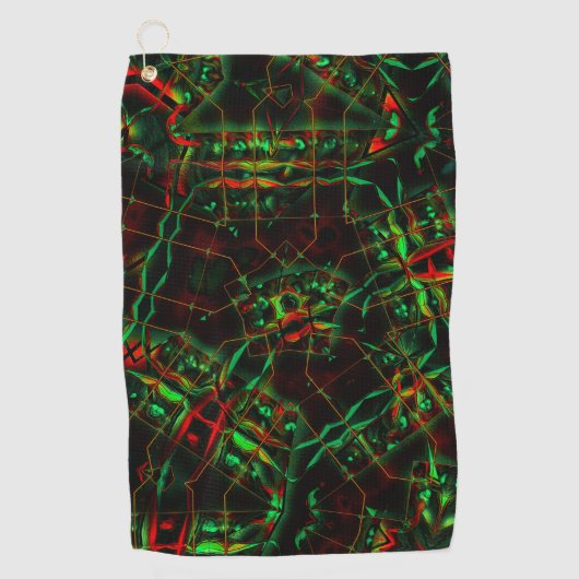 Serviette De Golf Elliptique détruit, lignes haut flashvert à rouge (Devant)