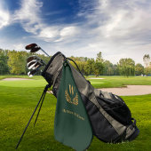 Serviette De Golf Émeraude vert or laurier nom de couronne monogramm