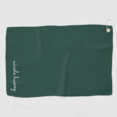 Serviette De Golf Émeraude verte | Moderne Monogramme élégant (Horizontal)