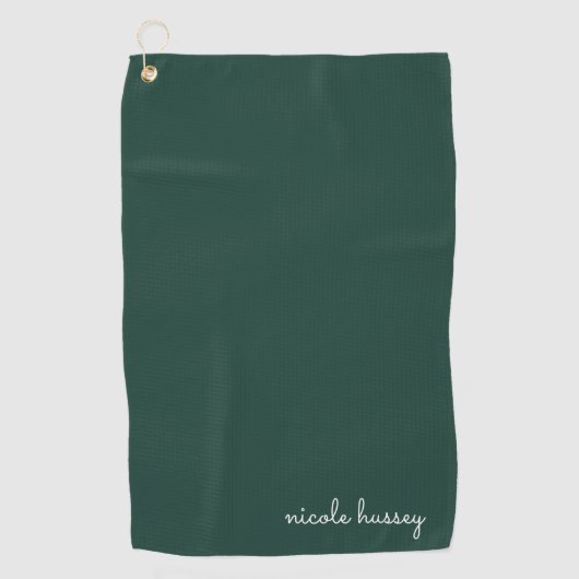 Serviette De Golf Émeraude verte | Moderne Monogramme élégant (Devant)