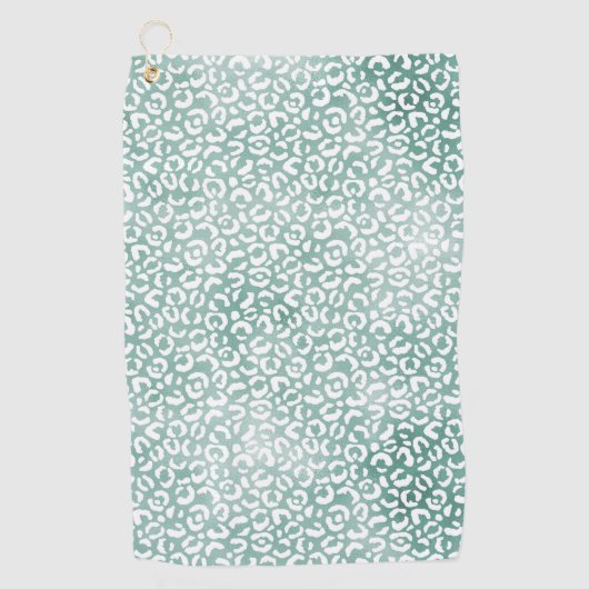 Serviette De Golf Empreinte de léopard blanc à la menthe (Devant)