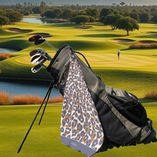 Serviette De Golf Empreinte de léopard-bleu et Brown