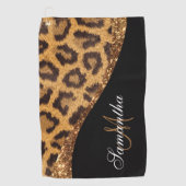 Serviette De Golf Empreinte de léopard fourrure et Parties scintilla (Devant)