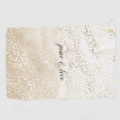 Serviette De Golf Empreinte de léopard Gold Blanc personnalisé (Horizontal)