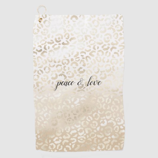Serviette De Golf Empreinte de léopard Gold Blanc personnalisé (Devant)