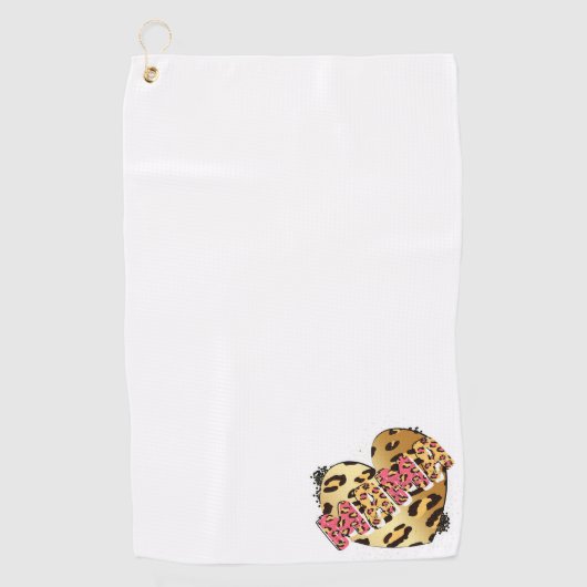 Serviette De Golf Empreinte de léopard Mama Heart Golf Towel (Devant)