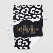 Serviette De Golf Empreinte de léopard noir et blanc (En situation)