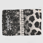 Serviette De Golf Empreinte de léopard Parties scintillant argent (Horizontal)