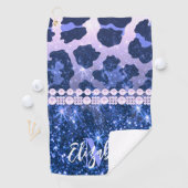 Serviette De Golf Empreinte de léopard Parties scintillant bleue (En situation)