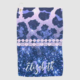 Serviette De Golf Empreinte de léopard Parties scintillant bleue