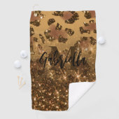Serviette De Golf Empreinte de léopard Parties scintillant d'or (En situation)