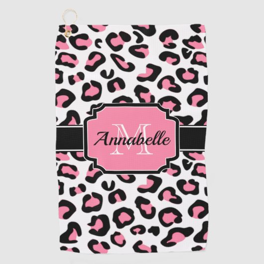 Serviette De Golf Empreinte de léopard rose (Devant)