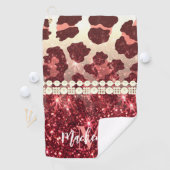 Serviette De Golf Empreinte de léopard rose et Parties scintillant (En situation)