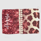 Serviette De Golf Empreinte de léopard rose et Parties scintillant (Horizontal)