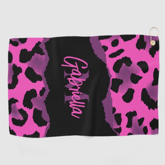 Serviette De Golf Empreinte de léopard rose et violet (Horizontal)