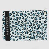 Serviette De Golf Empreinte de léopard, Spots, Leopard Bleu, Votre N (Horizontal)