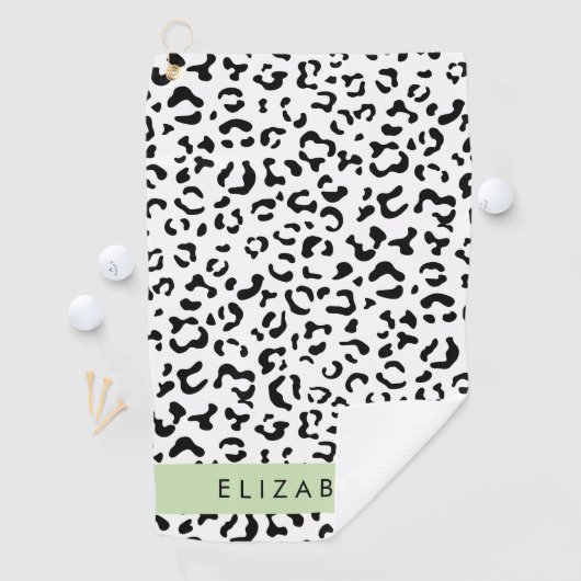 Serviette De Golf Empreinte de léopard, Spots, Noir Et Blanc, Votre (En situation)