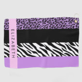 Serviette De Golf Empreinte de léopard, Zebra Print, Purple, Votre n (Horizontal)