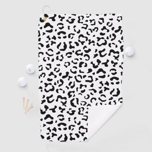 Serviette De Golf Empreinte de léopard, Zones Léopard, Noir Et Blanc (En situation)