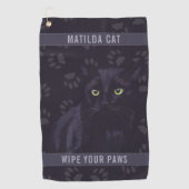 Serviette De Golf Empreinte de patte de chat noir personnalisé servi (Devant)