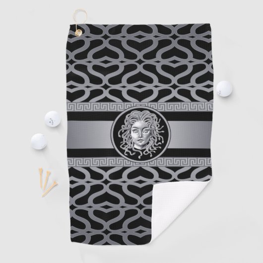Serviette de golf en argent Medusa de luxe (En situation)