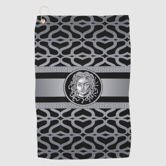 Serviette de golf en argent Medusa de luxe (Devant)