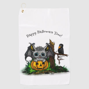 Serviette De Golf En attendant Halloween, Chauve-souris et Corbeau m