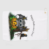 Serviette De Golf En attente d'Halloween, Bat mignonne et Corbeau (Horizontal)