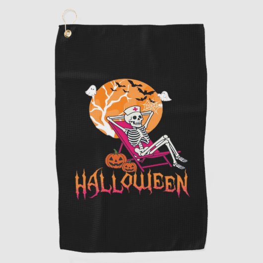 Serviette De Golf En Attente D'Halloween Infirmière D'Été Skeleton P (Devant)