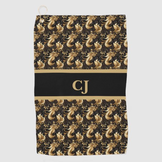 Serviette de golf en or noir marbré (Devant)