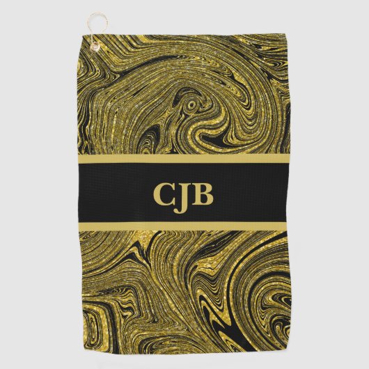 Serviette de golf en or noir marbré (Devant)