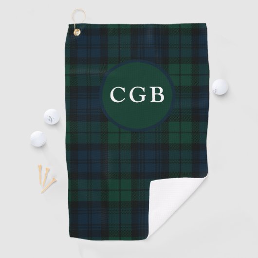 Serviette de golf en plaid vert foncé (En situation)
