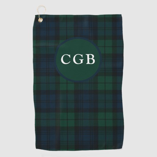 Serviette de golf en plaid vert foncé (Devant)