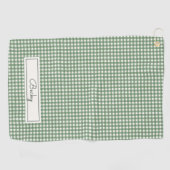 Serviette De Golf en vichy Motif en vert avec nom (Horizontal)