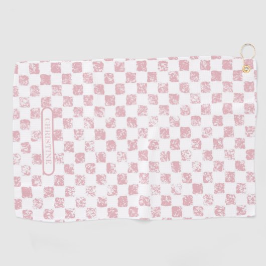Serviette De Golf En vichy rose et blanc (Horizontal)