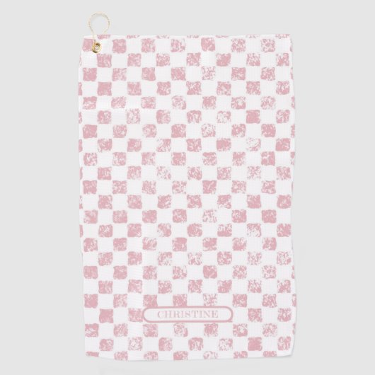 Serviette De Golf En vichy rose et blanc (Devant)