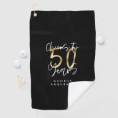 Serviette De Golf encourage à 50 ans moderne noir et or (En situation)