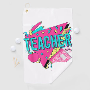 Serviette De Golf Enseignant Rétro Coloré Années 90 Retour à l'École